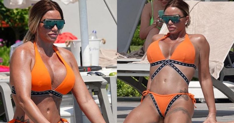 Katie Price Looks Stunning In Skimpy Orange Bikini