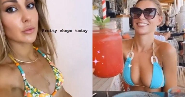 Louise Thompson Stuns Fans In Fruit-Print Bikini