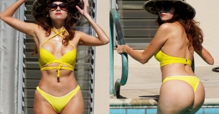 Blanca Blanco Shows Off Her Curves In Yellow Bikini